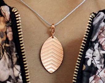 Necklace Rose Gold Leaf Little Leaf Nicotiana Tabacum Tobacco Rose Gold Rose Individual gift for her