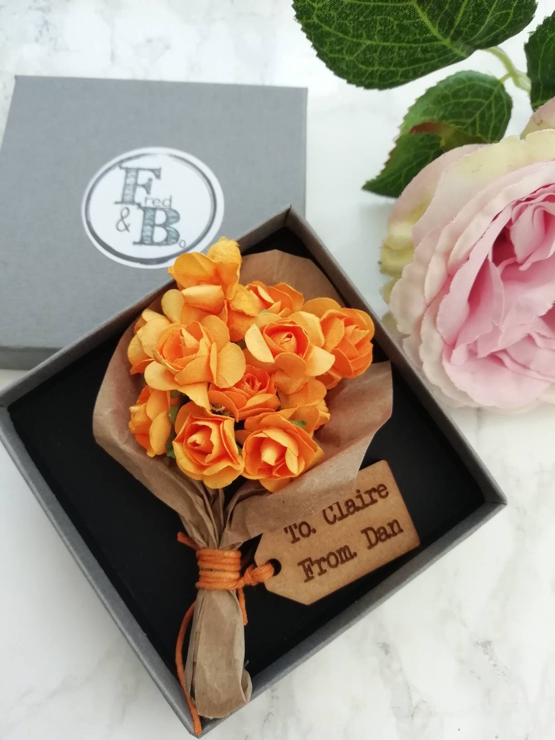 Bouquet in A Box 12 Yellow Roses Miniature Paper Rose Etsy