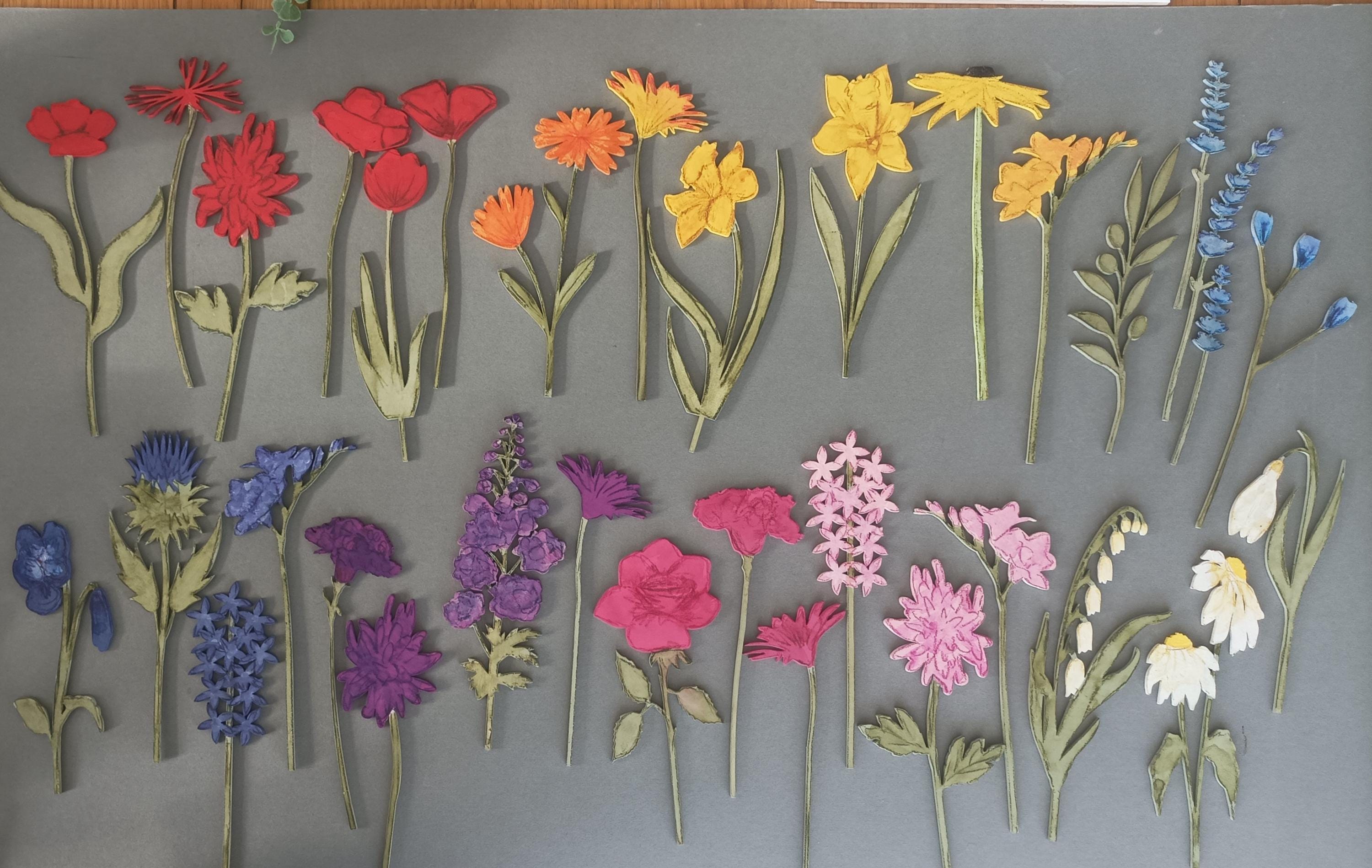 Birth Month Flower Block - Laser Cut Wooden Flower Block- 5 Flowers ...