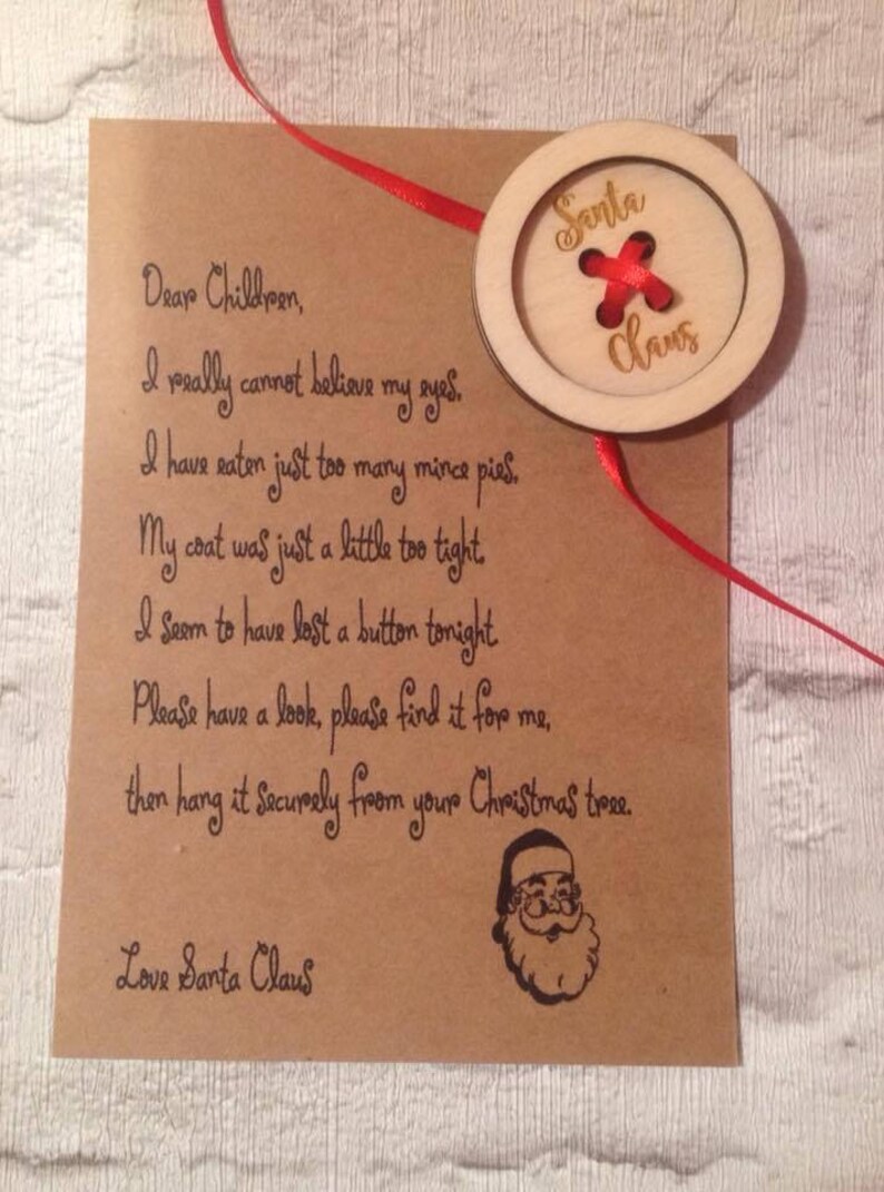 Santa s Lost Button Missing Button With Letter From Etsy UK
