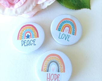Set of 3 Rainbow Text button badge 38mm