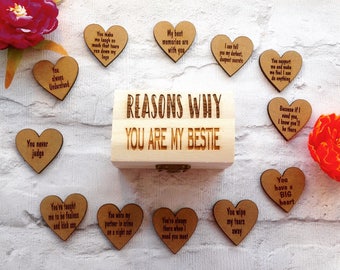 Reasons why you are my bestie.... personalised keepsake - chest and wood hearts-  best friend gift- valentines