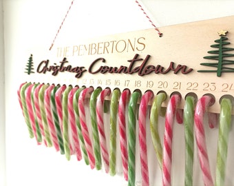 Christmas Countdown - Candy Cane Holder - Advent Calendar - Personalised