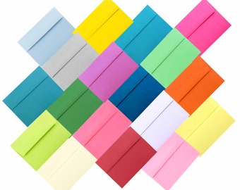 100 Rainbow Multi Assorted Envelopes for Invitations Announcements Showers Response Cards, Birthdays Enclosures Weddings A2 A6 A7