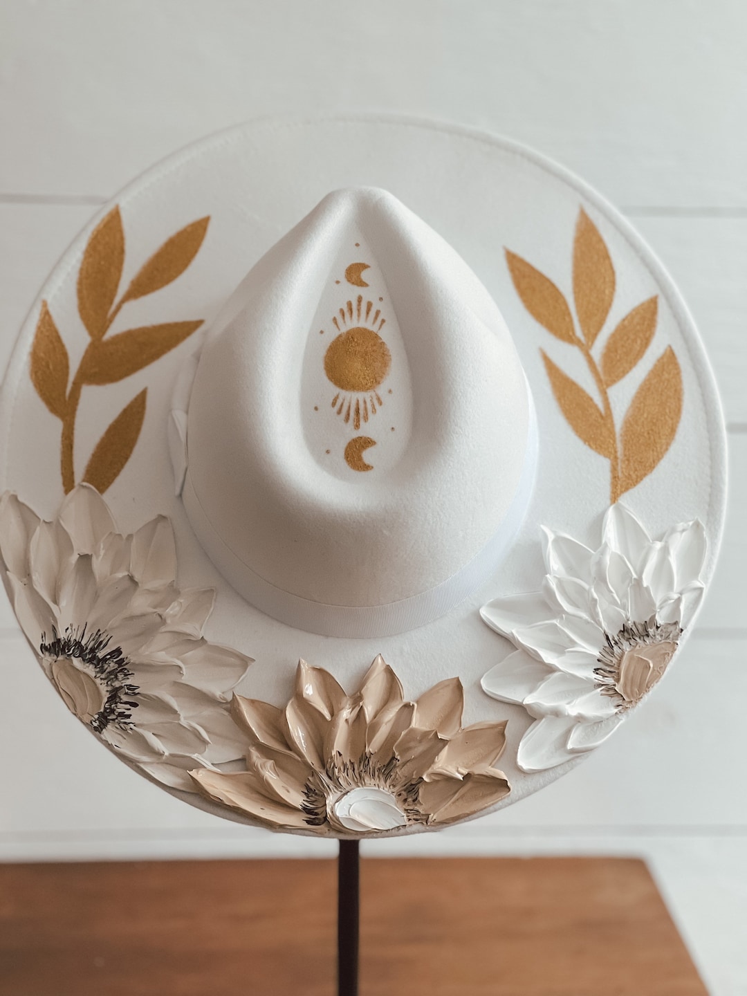 Flower Crown Hat Wedding Rancher Hat Baby Shower Hat Etsy