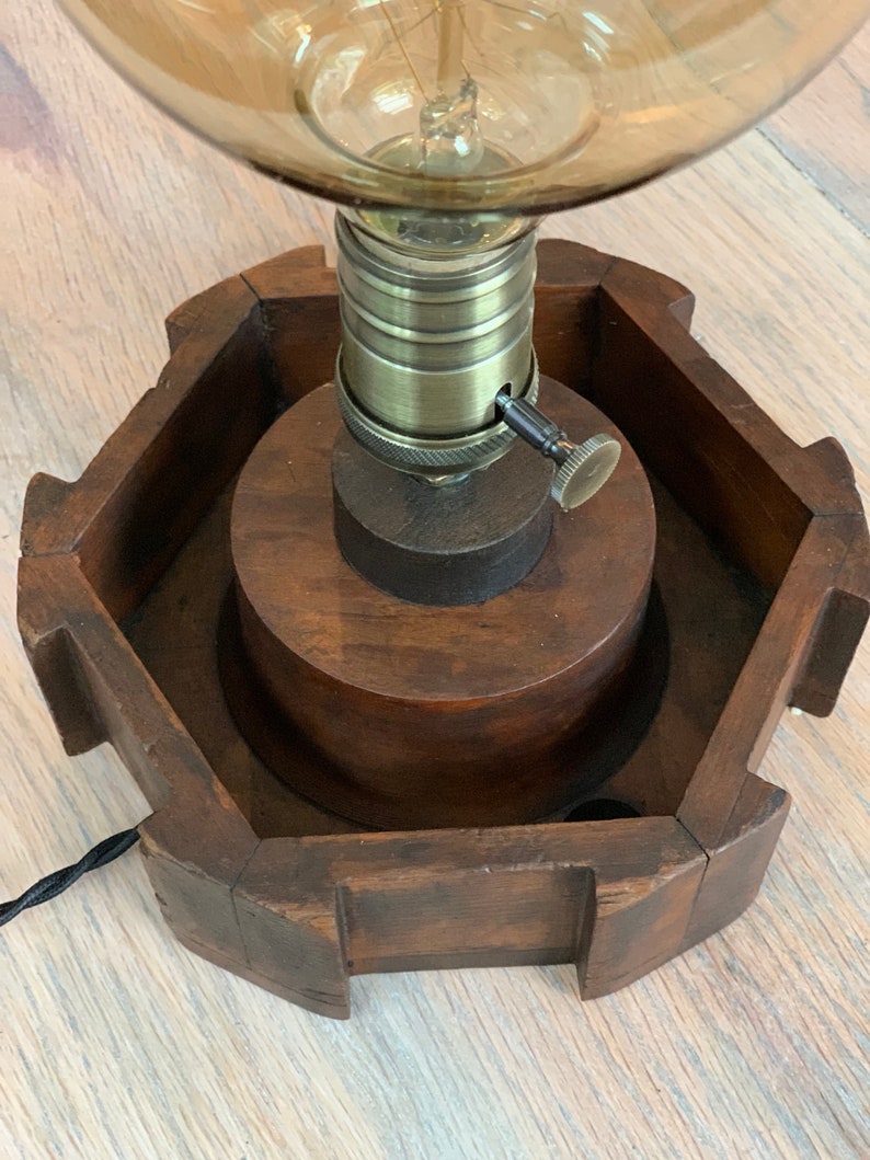 Industrial Light Foundry Wooden Mold Light Edison Bulb Light Globe Bulb Light Wooden Lamp