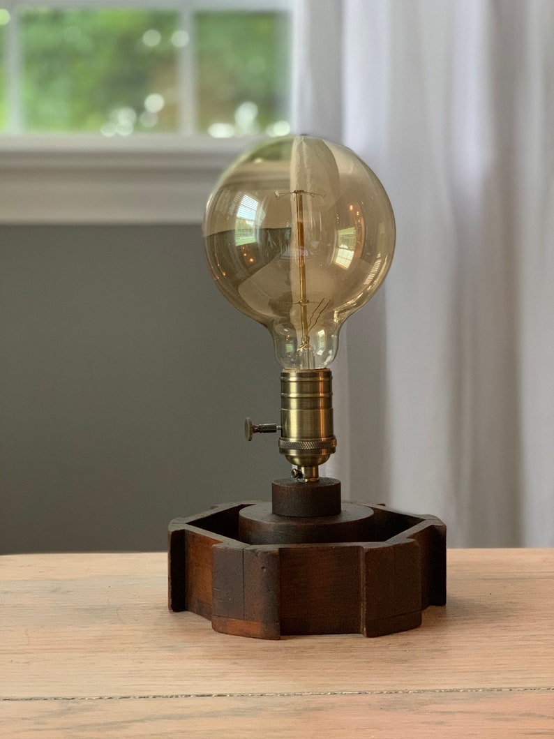 Industrial Light Foundry Wooden Mold Light Edison Bulb Light Globe Bulb Light Wooden Lamp