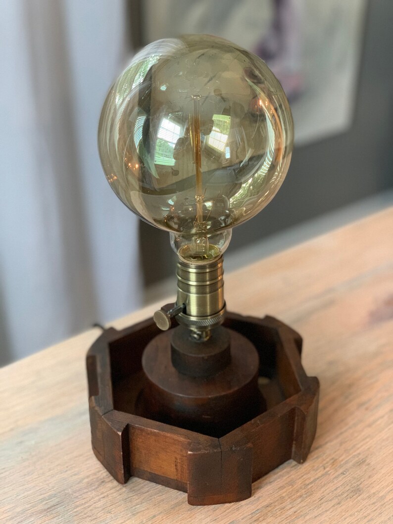 Industrial Light Foundry Wooden Mold Light Edison Bulb Light Globe Bulb Light Wooden Lamp