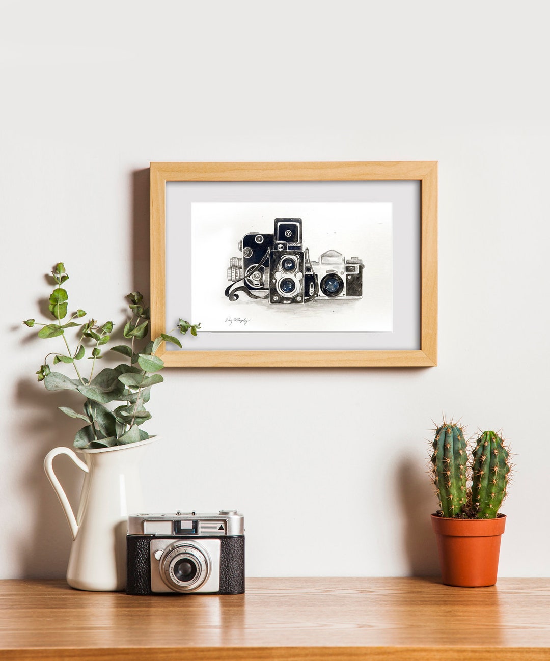 Vintage Trio ~ Black and White Watercolor Print - Etsy