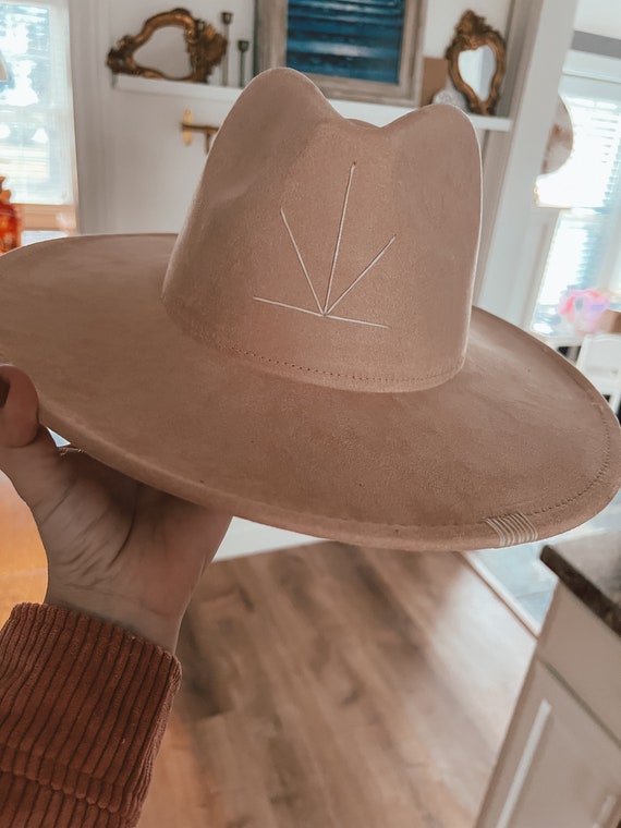 Hand Sewn Wide Brim Rancher Hat - Suede Festival Accessory  display picture 2