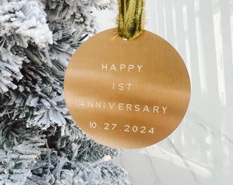 Anniversary Heirloom Brass 3" Ornament - Engraved Ornament - Personalized Gold Ornament - Engraved Brass Christmas Ornament - Marriage Gift