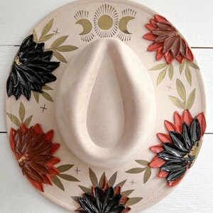 Flower Crown Hat - Rancher Hat Thick Paint Hat - Boho Wide Brim Hat - Festival Accessory - Maternity Photos - Wedding Hat