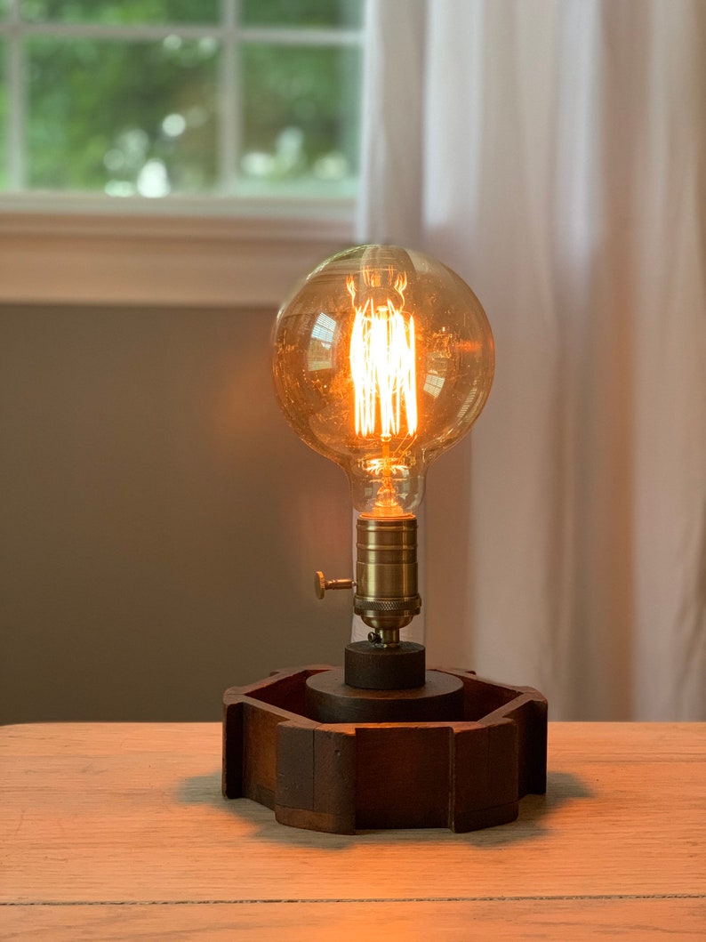 Industrial Light Foundry Wooden Mold Light Edison Bulb Light Globe Bulb Light Wooden Lamp
