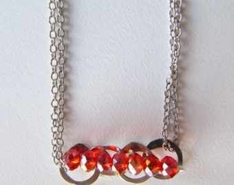 Necklace silver Rock Crystal Red