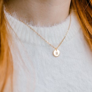 Gold Initial Necklace • Customized Hand Stamped Jewelry • Monogram • Tag • Personalized • Bridesmaid Gift Idea • Gift for Her • Dainty