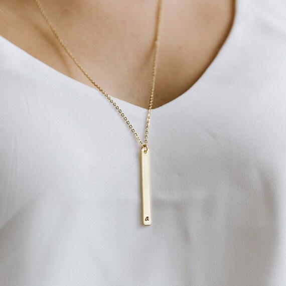 Vertical on sale initial necklace