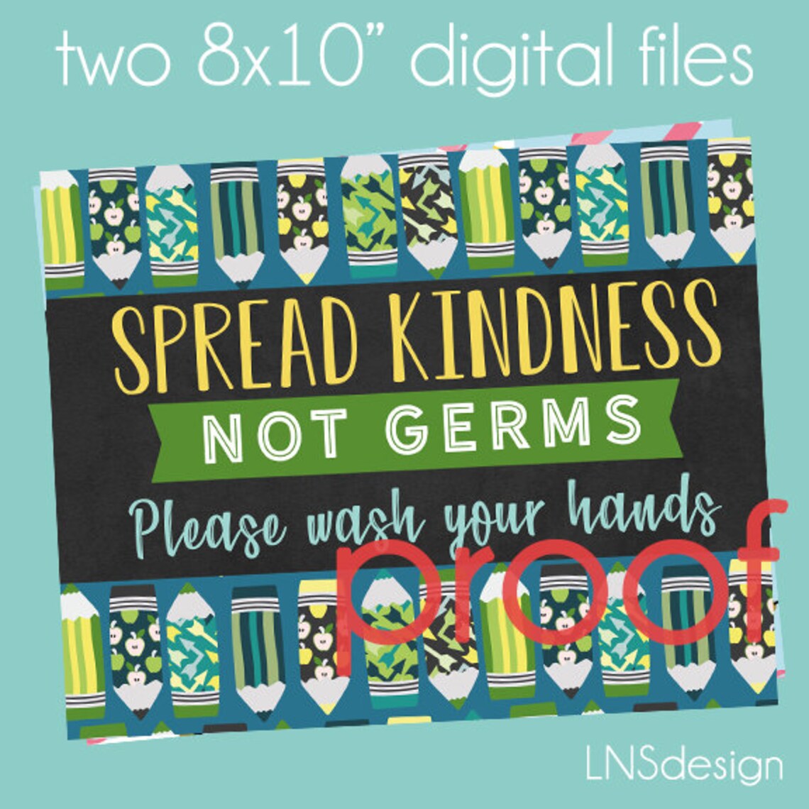 Spread kindness not germs printable 8x10 school teacher Etsy