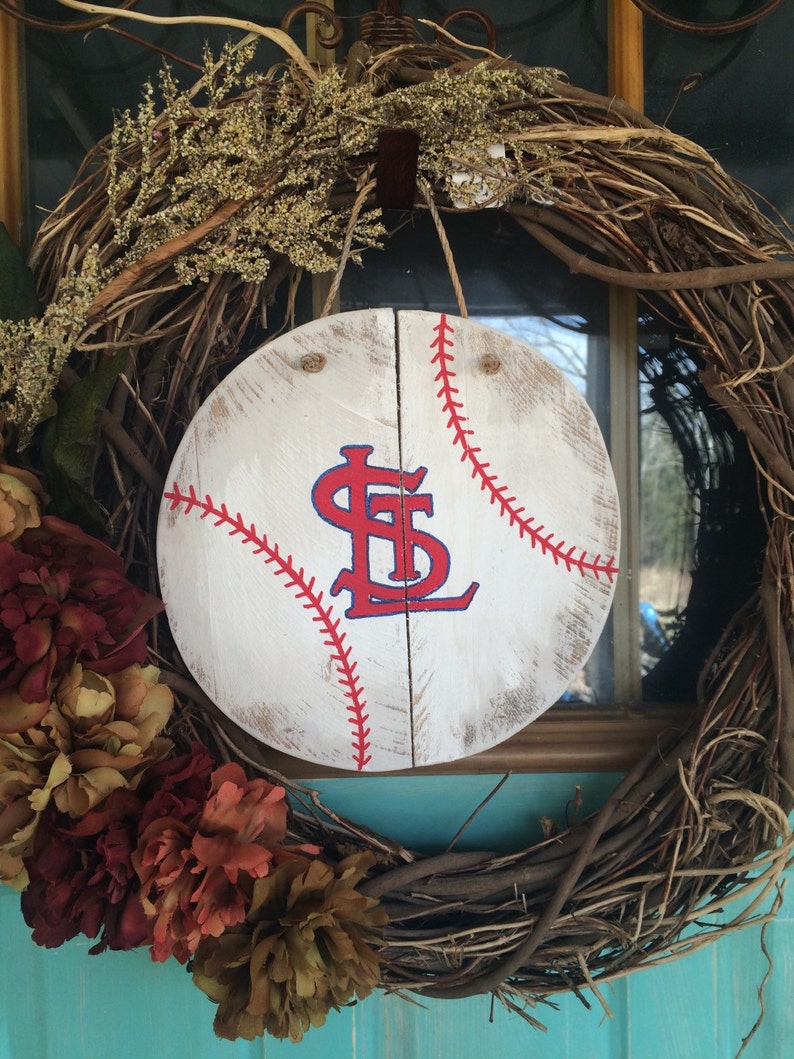 Wooden baseball decor Louis cardinals door decor baseball wall decor St