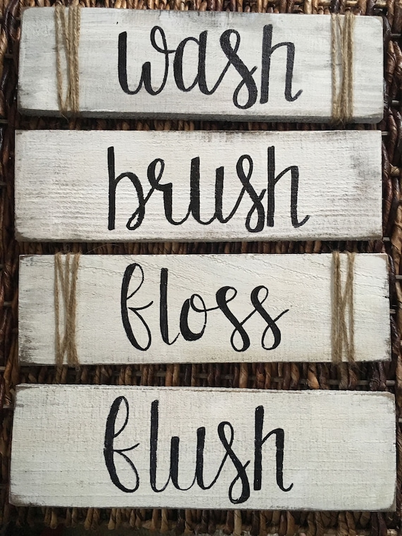 Bathroom sign farmhouse rustic wooden decor farm bath Wash Brush Flush for child/'s bathroom 14 x 14- Farmhouse bathroom Rustic sign