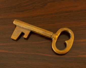 Vintage Brass Key Corkscrew Bottle Opener Mid Century Modern Aubock