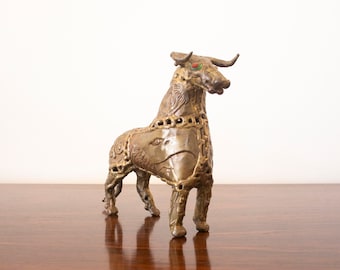 Brass Bull by Pal Kepenyes Brutalist Metal Sculpture Mid Century Modern