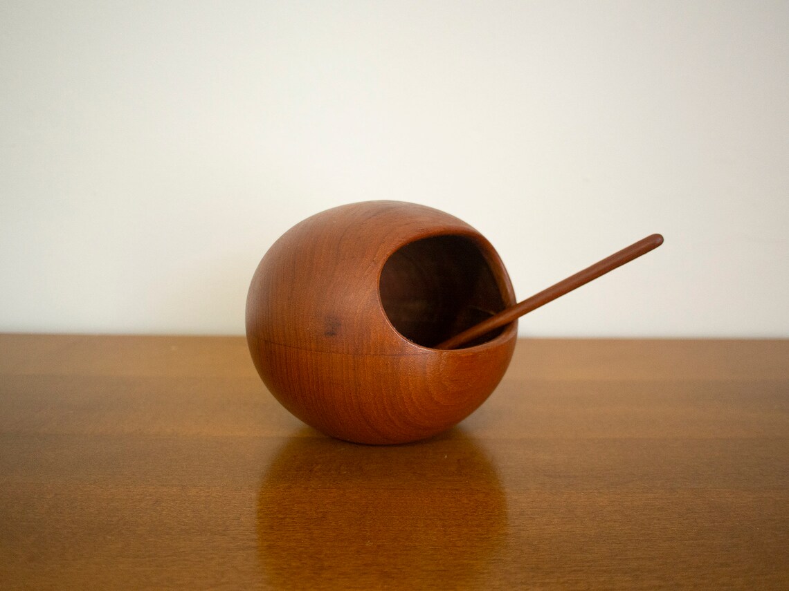 Sowe Konst Nut Bowl and Spoon in Teak Sweden Mid Century Etsy