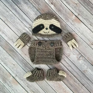 PDF CROCHET PATTERN Baby Sloth Outfit Baby Sloth Costume Sloth Hat Baby Crochet Pattern Newborn Sloth Sloth Photo Prop Sloth Nursery image 2