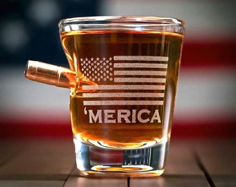 BenShot "Bulletproof" Merica Etched Shot Glass - 2oz