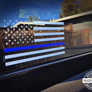 Thin Blue Line Flag USA Vinyl Die Cut Window Decal