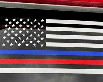 Thin Blue Red Line Decal, Vinyl Die Cut Sticker