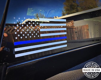 Thin Blue Line Flag USA Vinyl Die Cut Window Decal