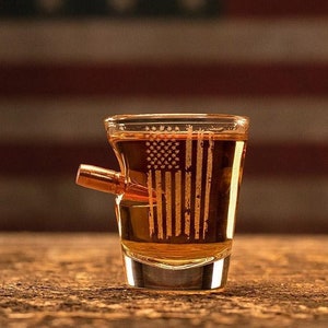 BenShot "Bulletproof" Patriotic Etched Shot Glass - 2oz