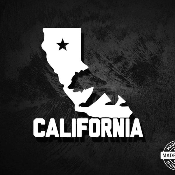 California Bear State w/ Star Vinyl Die Cut Decal