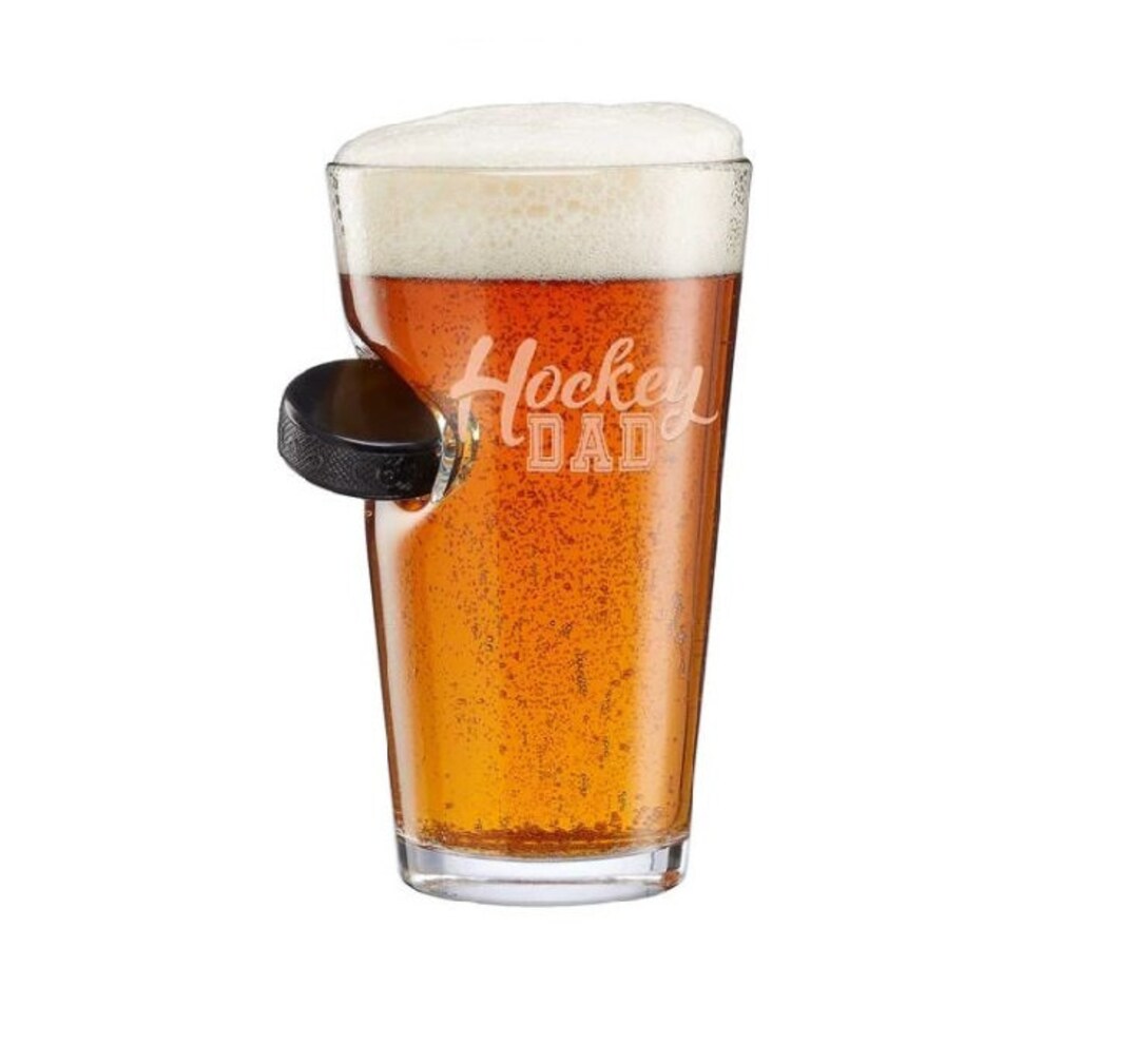 Benshot hockey DAD or Mom Hockey Puck Pint Glass 16oz Etsy