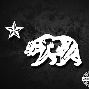 California State Bear & Nautical Star Window Decal - Vinyl Die Cut Sticker