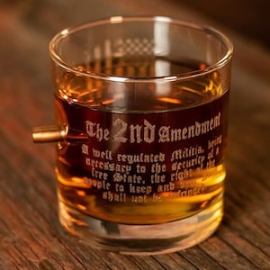 BenShot "Bulletproof" Second Amendment & American Flag - Whiskey Bourbon Rocks Glass - 11oz