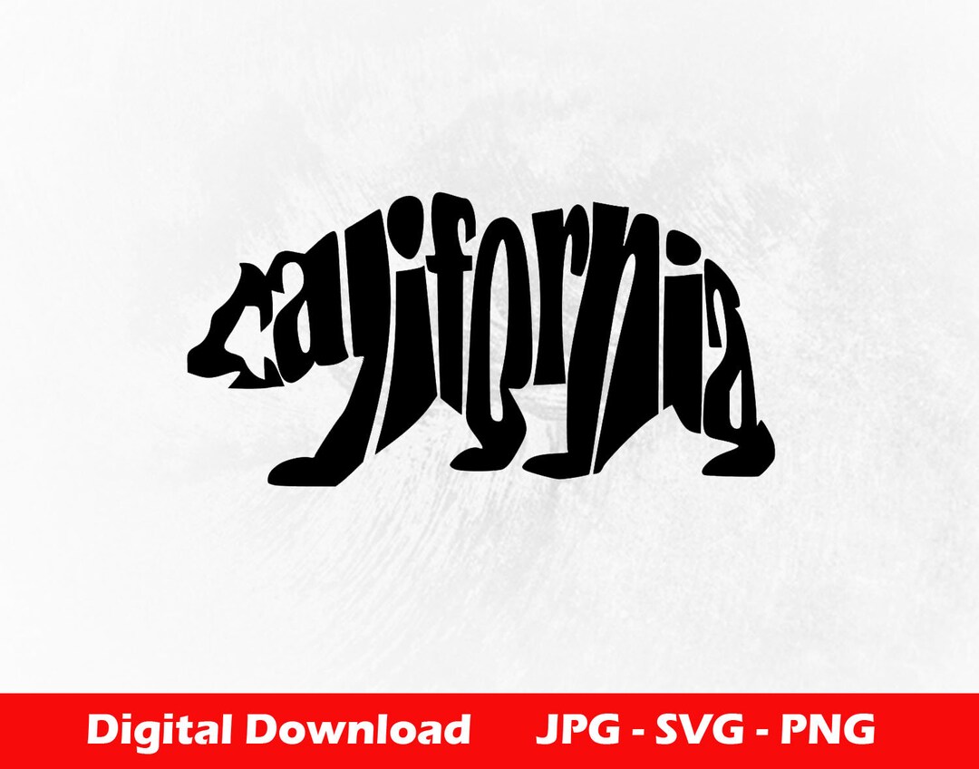 California Bear Letters Design PNG, SVG, JPG Digital Download