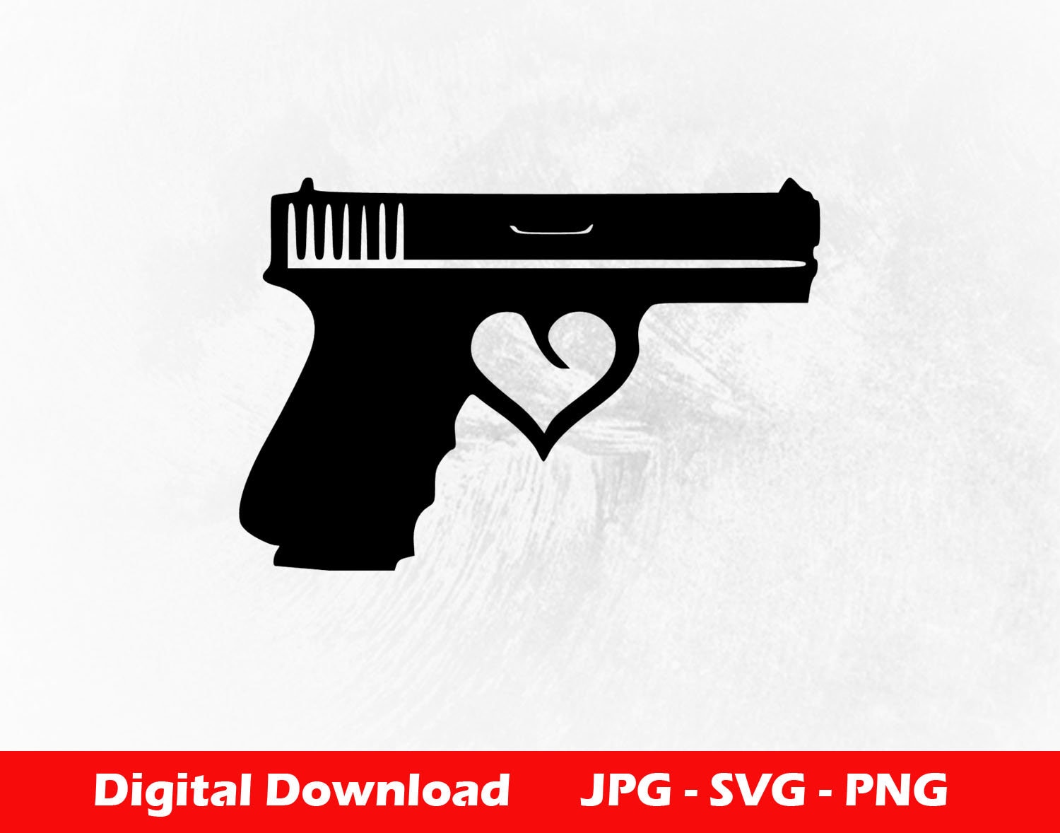 Pistol Heart Design - PNG, SVG, jpg Digital Download / Second Amendment, Pistol, 2nd Amendment, Decal Design, Vector