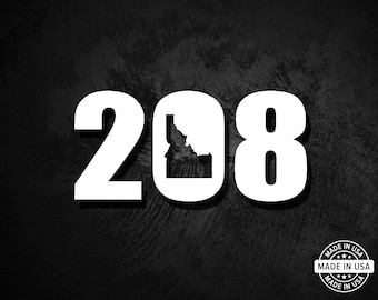 208 Idaho Decal, Vinyl Die Cut Sticker
