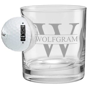 BenShot Monogram Custom etched Whiskey Bourbon Rocks Glass - 11oz