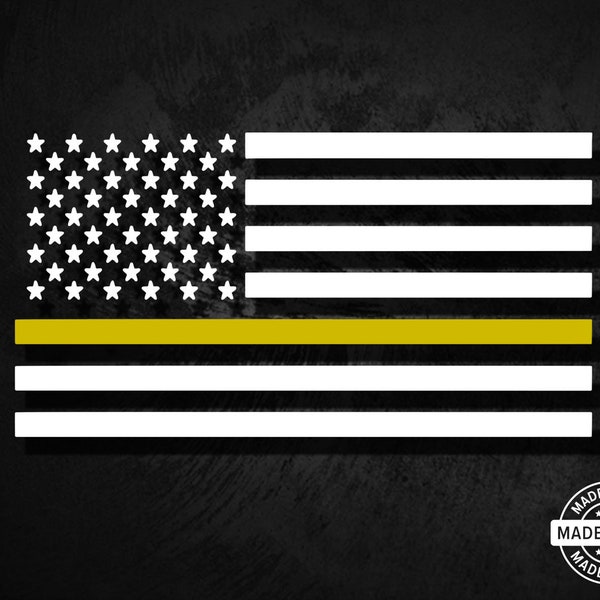 Thin Gold Line Flag USA Vinyl Die Cut Decal