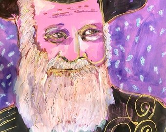 Jewish Chabad Painting of the Rebbe, Ohel Lubavitch Art, Expressionist Painting by Cassie Clark