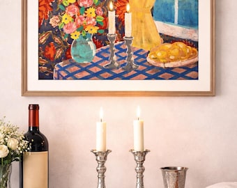 Shabbat Still Life Art Print – Jewish Home Decor