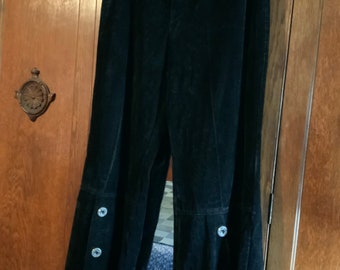 Vintage Black Velvet Bell Bottom Pants, Size Small