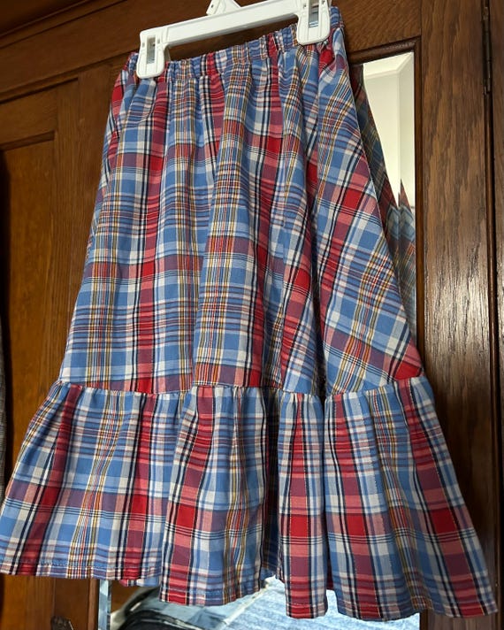 1970s Handmade Cowgirl Plaid Skirt and Reversible… - image 2