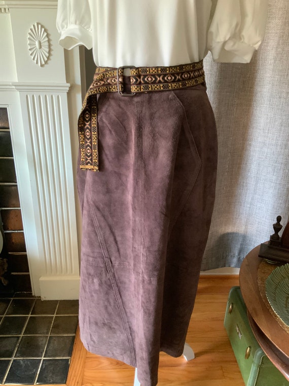 1990s Bagatelle Brown Suede Long Skirt