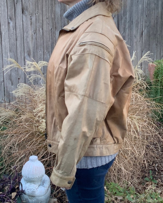 1990s Winlit Leather Bomber Jacket, Size M - image 6