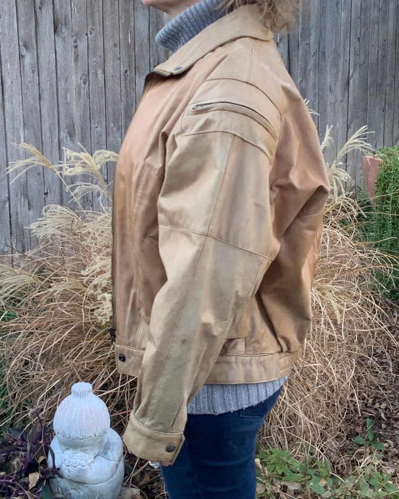 1990s Winlit Leather Bomber Jacket, Size M image 6