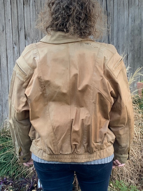 1990s Winlit Leather Bomber Jacket, Size M - image 4