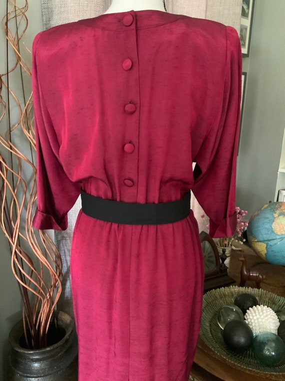 1980s Nina Piccalino Fuschia Pleated dress w/ sho… - image 2